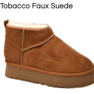 Tobacco Faux Suede Ankle Booties